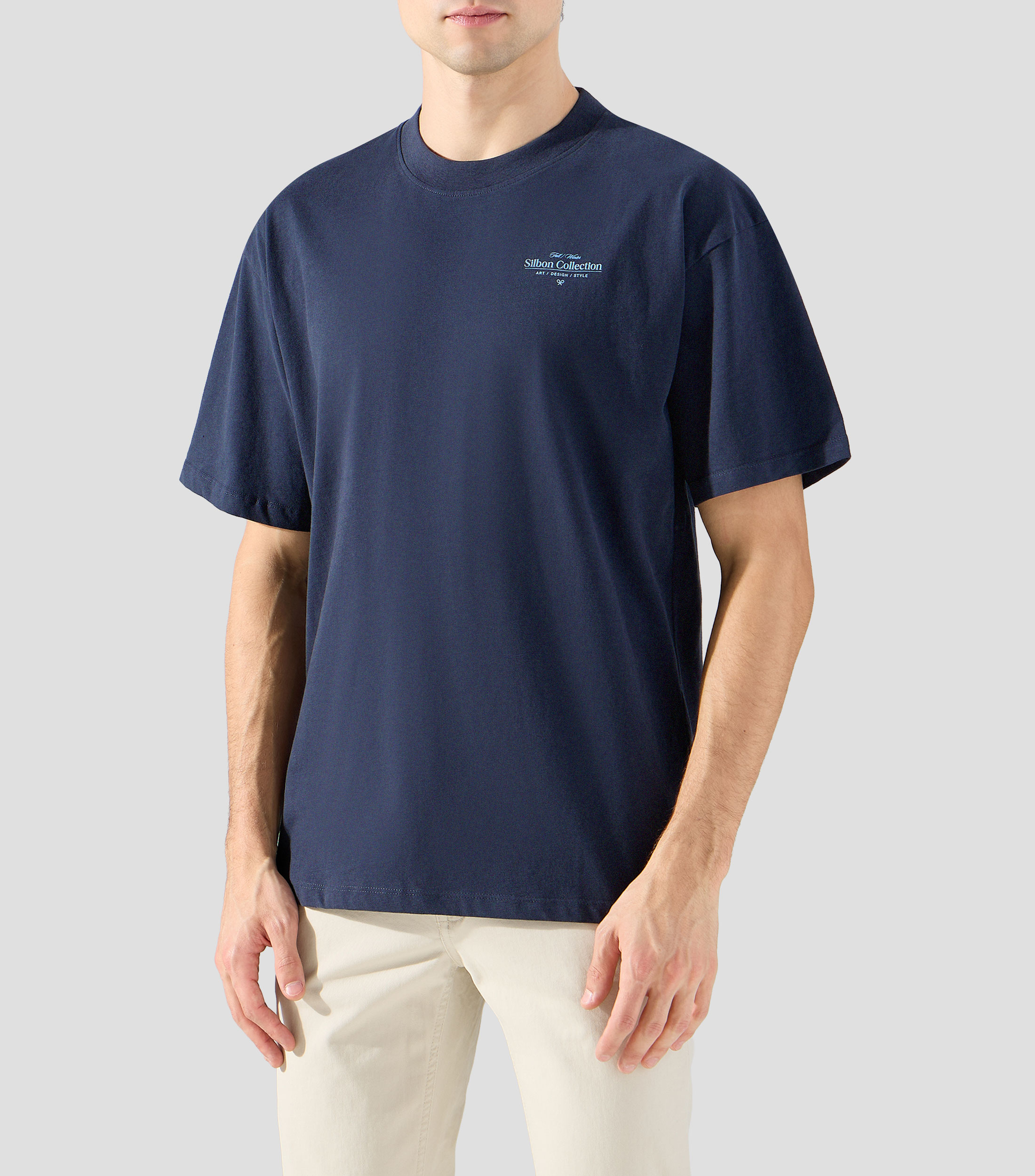 Playera cuello redondo manga corta con estampado Hombre